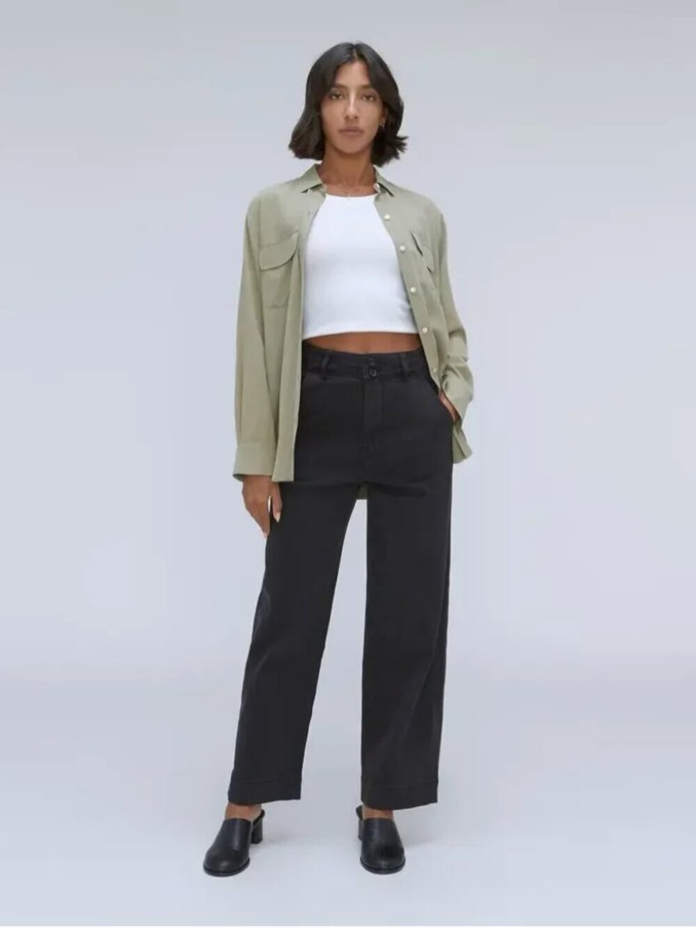 NEW Everlane Black Pants Organic Wide Leg Pant Size 2